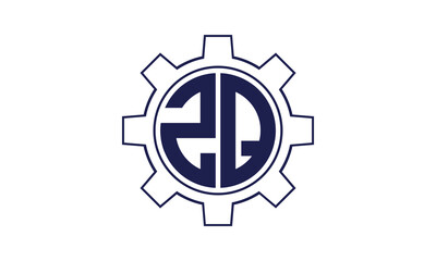 ZQ initial letter mechanical circle logo design vector template. industrial, engineering, servicing, word mark, letter mark, monogram, construction, business, company, corporate, commercial, geometric