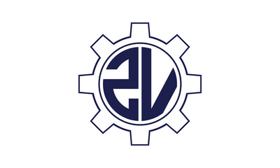 ZV initial letter mechanical circle logo design vector template. industrial, engineering, servicing, word mark, letter mark, monogram, construction, business, company, corporate, commercial, geometric