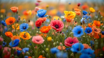 Fototapeta na wymiar field full of colourfull flowers 