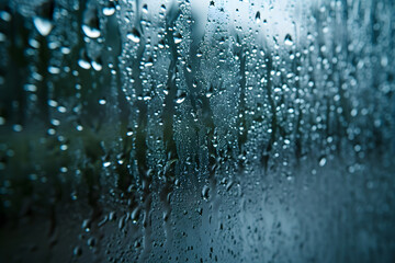 Raindrops on car window and lights - obrazy, fototapety, plakaty