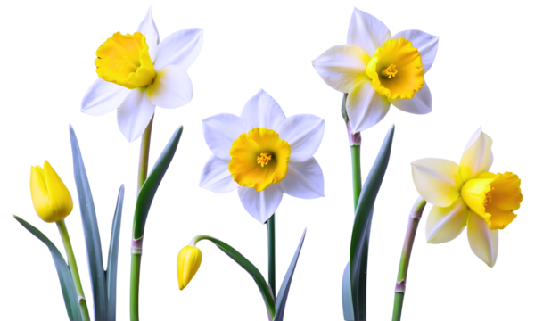 yellow daffodils isolated on white