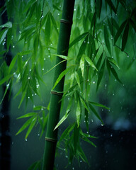 Bamboo Tree With Water Droplets