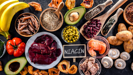 Composition with food products rich in niacin