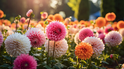 A Field of Colorful Flowers in the Sunlight