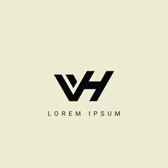 VH letter logo design. VH polygon, circle, triangle, hexagon, flat and simple style with white color variation letter logo set in one artboard. VH minimalist and classic logo. VH