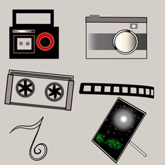 Old camera and Tap icon set