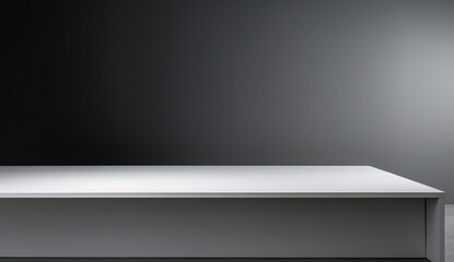 Modern minimalist white table against a dark background