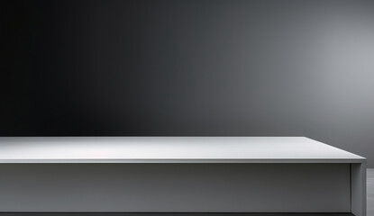 Obraz premium Modern minimalist white table against a dark background