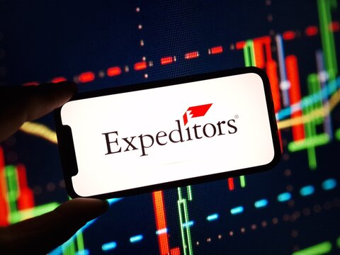 Konskie, Poland - January 31, 2024: Expeditors company logo displayed on mobile phone