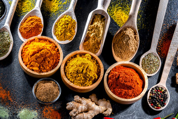 Composition with assortment of spices and herbs