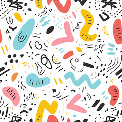 doodle abstract handdrawn seamless pattern background design for T-shirt, mattress,  poster wallpaper