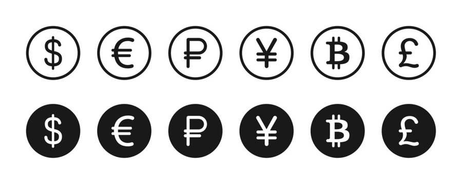 Popular currency symbol set. Currency icons vector illustration