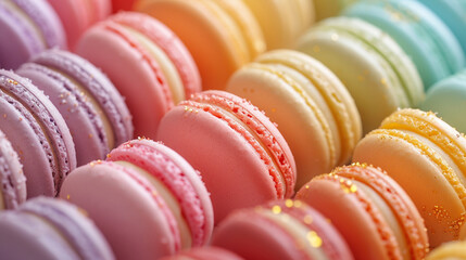 Obraz premium colorful macaroons on a wooden table
