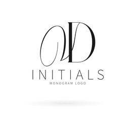 VD Monogram logo, Minimalist Typographic Line Monogram Logo, VD Wedding monogram logo, VD Typography Initial Letter Brand Logo	