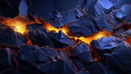 Lava River: A Dark Fractal Background with a Broken Glass and a Bright Orange Light