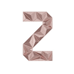Low Poly 3D Letter Z in Hammered copper