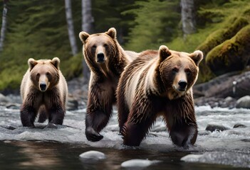 Obraz premium brown bear in the water