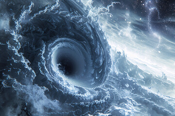 Turbulent ocean waves swirling around a massive dark vortex - obrazy, fototapety, plakaty