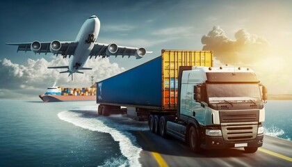 Cargo transportation, international delivery. Generative AI