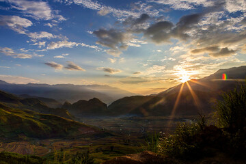 sunrise in khau pha mountain pass