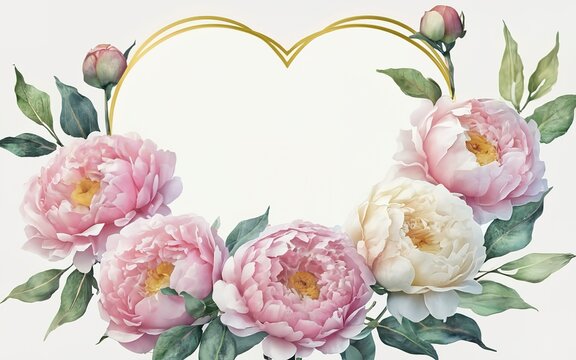 romance pastel valentine background color spring peonies design watercolor blossom flower