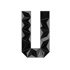 Low Poly 3D Letter V in glossy black