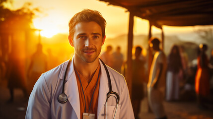 Fototapeta premium portrait of white doctor in an african country