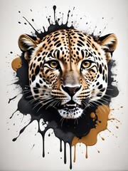 leopard, animal art, color splash, artistic, warm colors, illustration	