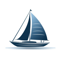 a blue sailboat with a white background