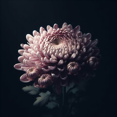 Naklejka na ściany i meble Chrysanthemum bouquet with dramatic side light. Flowers and plants in spring. AI generated