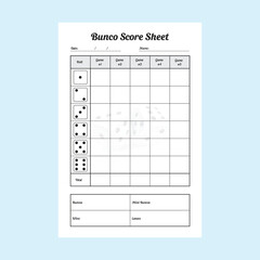 Vector Illustration of Bunco Score Sheet