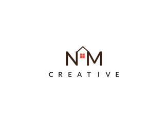 custom NM LATTER Font homes logo design concept with simple,