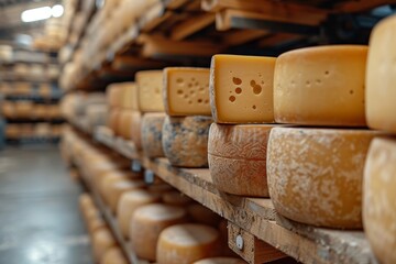 A mouth-watering display of various cheeses, including parmigianoreggiano, toma, provolone, romano, montasio, and even the pungent limburger, all carefully crafted through the art of cheesemaking and