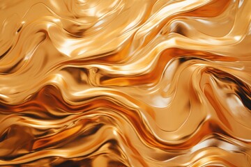 Fototapeta premium A stunning gold background with elegant and bold wavy lines, perfect for adding a touch of modernity and sophistication to any project, Melting metallic paint over sand texture, AI Generated