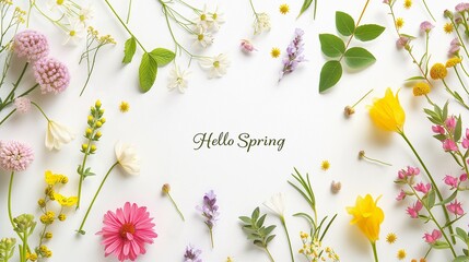 Flowers on a white background, hello spring, season concept, space for text. Mother's Day, Women's Day. - obrazy, fototapety, plakaty