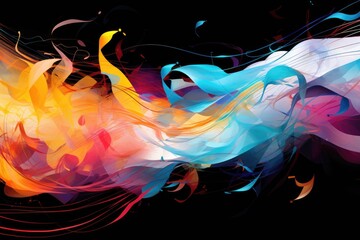 A stunning and captivating abstract painting featuring a riot of vibrant colors against a stark...