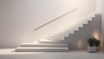 Clean and simple 3D stairs ascending in a minimalistic composition.