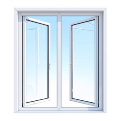 a white window with open windows