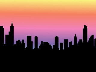 Obraz premium silhouette buildings, town, silhouette city, skyline, silhouette