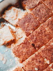 Corn cake. Sliced ​​corn cake, creamy cuisine. Typical Brazilian food roasted and golden on the surface