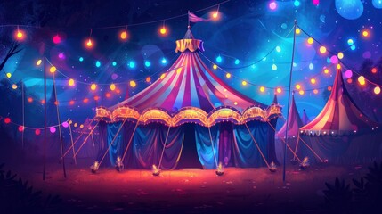 Circus tent at night - obrazy, fototapety, plakaty