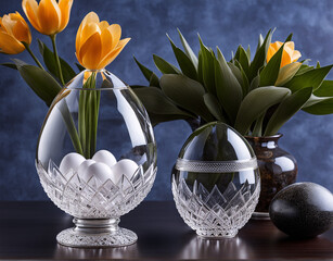 crystal vase with Easter eggs, decor, decoration, vastu