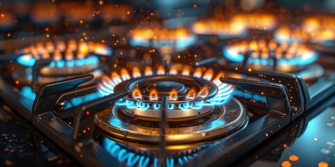 Kitchen Realities, Gas Stove Burner with a Subtle Air Mixture Variation, Capturing the Essence of Cooking Imperfections