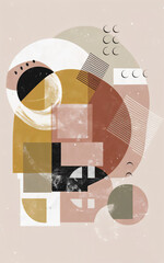 Retro collage with abstract shapes and dots