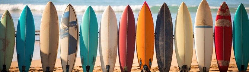 Surfboards on the beach. Surfboards on the beach. Vacation Concept with Copy Space. Surfboards on the beach. Vacation Concept with Copy Space.
