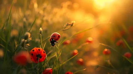 Foto op Canvas ladybug on a poppy © Mikayil
