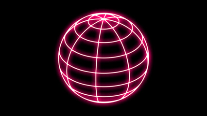 Neon Earth neon sign. Planet Earth neon sign. neon earth icon on black background. Planet Earth neon sign. Shiny Planet Earth silhouette on dark brick wall background. Stock vector illustration.