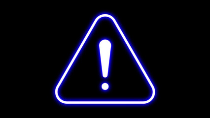 Photo neon warning sign on black background warning icon danger warning attention sign with exclamation