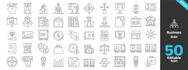 Vector business icons collections outline for web design