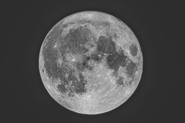 Very high resolution Full Moon. Pitch black sky, and plenty of room for contrast, brightness and...